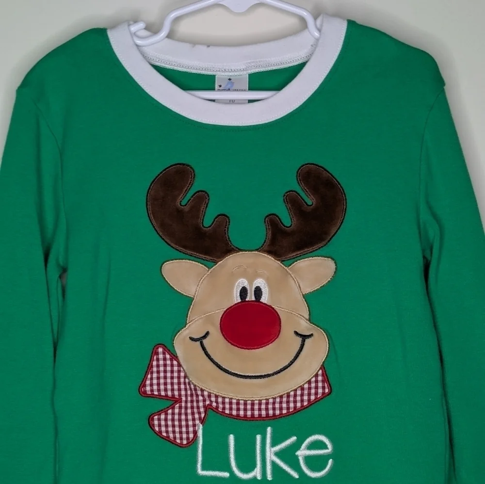 Birdie James Luke Reindeer Christmas PJ Shirt 10